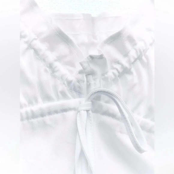 ZARA RUCHED BOW TRENCH COAT WHITE DRESS NWT - Picture 4 of 6